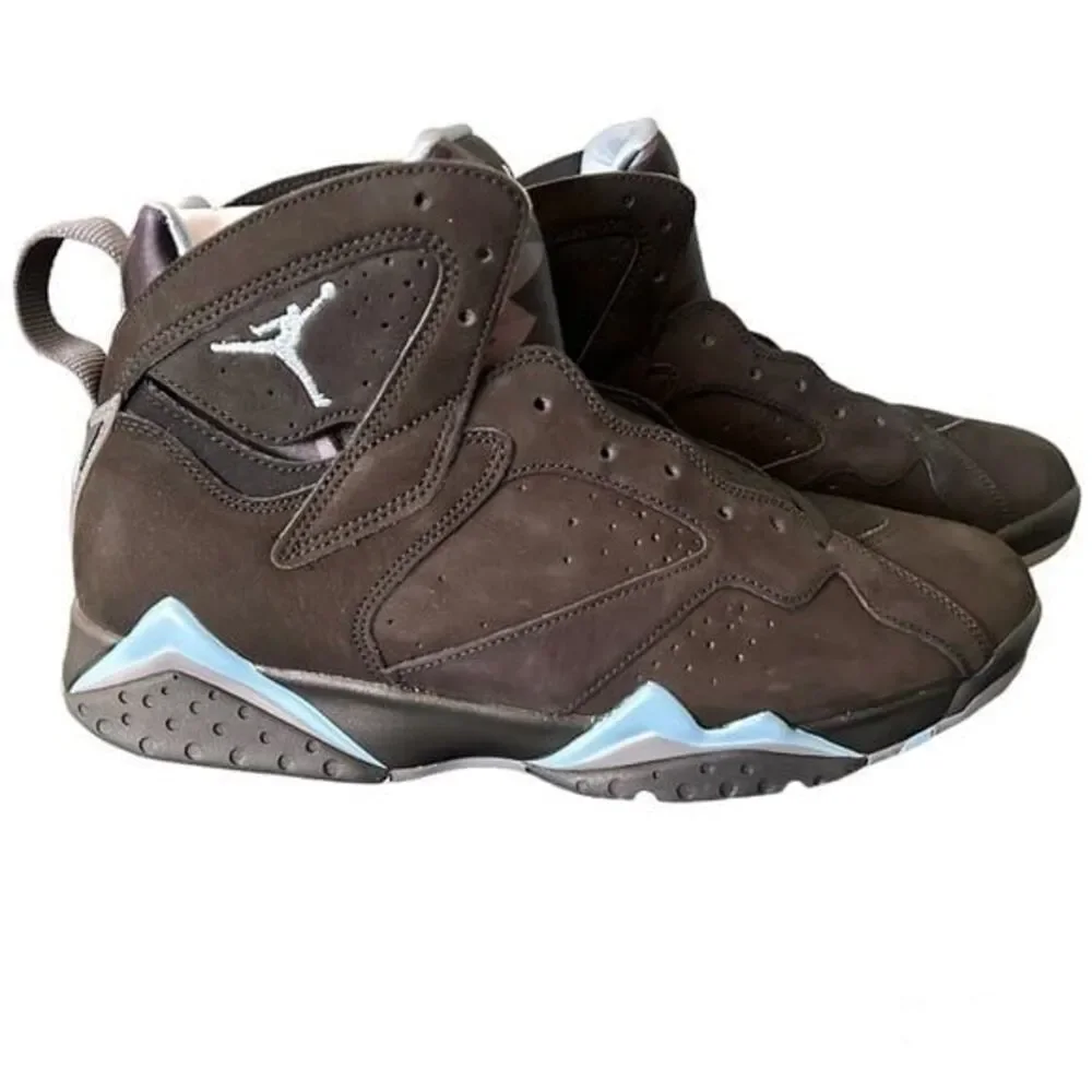 Air Jordan 7 Retro Black and Light Blue High Top Basketball Sneaker Nike Size 12